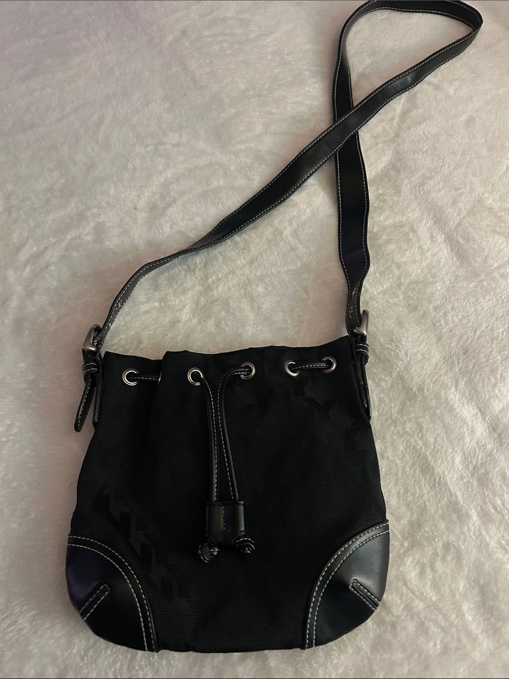 New York & Company Black Drawstring Crossbody Bag